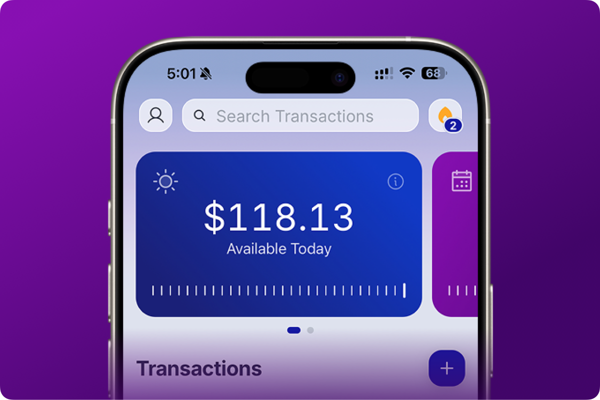 BentoMoney Available Today screen showing the amount available to spend today
